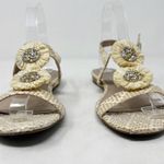 Charter Club [] Tan Cream Zooey Woven Raffia T-Strap Floral Slingback Sandals 8 Photo 9