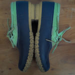 LL Bean Women's Bean Boots, Rubber Mocs with Leather Green Uppers 7M Blue Size 7 Photo 3