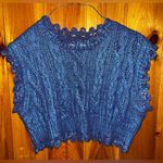 ZARA  Metallic Blue Wool blend Cable Knit Frayed Sleeveless Crop Top size s Photo 0