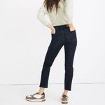 Madewell  Stovepipe High Rise Straight Dark Wash Cropped Denim Jeans Photo 2