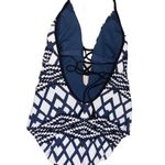 Seafolly  ModernTribe Bluesteel Deep V Maillot One Piece Swimsuit Size 8 Photo 3