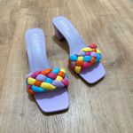 ASNY | Women's Lavender Square Toe Braided Slides Block Heel Sandals, Size 9 Purple Photo 0