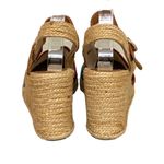 Paloma Barcelo Green Blue Striped and Leather Espadrilles Size 6.5 Tan Photo 4