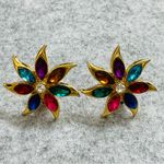 Two Sisters NWT  Gold Plated Crystal Clip Earrings Photo 0