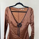 House Of CB  Sakina Long Sleeve Satin‎ Minidress Espresso Coffee Brown NWOT sz XS Photo 6