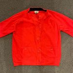 Buttons Red/Orange Cotton Cardigan with Big and Small Pockets Photo 2