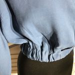 ZARA  Cropped Blouse Long Sleeve Button Front Blue Small Photo 9