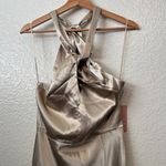 Birdy Grey  Monica Halter Satin Dress Neutral Champagne Photo 4