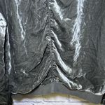 Free People  Jacket Womens M Gray Crushed Velvet Bomber Ruched Boho Photo 5