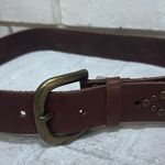 Abercrombie & Fitch Y2K Wide Brown Leather Belt Amber Rhinestones Bronze Buckle Photo 0