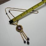 Vintage Goldette Purple Glass Dangle Fringe Y Drop Gold Tone Necklace Photo 3