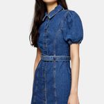 TOP SHOP DENIM DRESS CONSIDERED PUFF SLEEVE Photo 2
