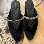 Birdies Swan Almond Toe Black Velvet Crystal Bracelet Slide Mule Size 9 Photo 1