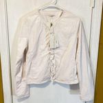 NEW Gaudi women's size 44 IT light rose zip up ruffle faux leather jacket NWD Pink Size M Photo 0