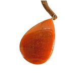 Carnelian teardrop pendant necklace on brown cord Orange Photo 8