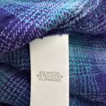 J. JILL Purple Teal Plaid Textured Crinkled Button Front Tunic Shirt Size Lp Photo 3