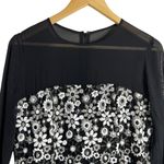 Worth Black White Floral Embroidered Sheer Long Sleeve Sheath Dress Size 10 Photo 1