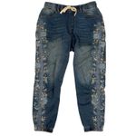 Driftwood  River Bloom Joggers Womens M Blue Embroidered Soft Denim Floral Pants Photo 1