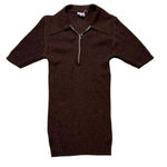 70s vintage Scrambler Knit Quarter Zip Wingerd Collar Ribbed Sweater Brown Med Photo 0