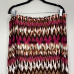 Chico's  Maxi Skirt Sz 3/ XL Elastic Waist Brown Pink White Abstract Rayon Blend‎ Photo 1