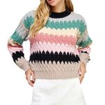 Strut & Bolt  Womens Honeycomb Striped Pullover Sweater Gray‎ Blue Size Small Photo 0