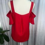 Alya  Women’s Top Red Cold Shoulder Short Sleeve Size Medium Photo 3