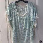 Eberjay Light Blue Patterned Top with Lace Trim Photo 0
