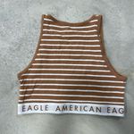 American Eagle  Womens Orange White Striped Cropped Long Line Sports Bra Size XL Photo 2