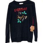 Poof! POOF New York junior sweater Christmas sequins everyday I’m sleighing holiday Photo 0