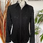 Ralph Lauren NWOT  Lace Floral Button down shirt work rave Goth Elegant blouse fit Flare Sheer Photo 0
