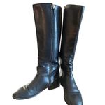 Tory Burch  Black Leather Riding Boots Women’s 7M  Gold Buckle & Logo Detail Photo 0