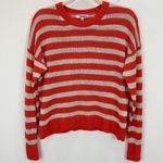 Madewell Linen Drop Shoulder Sweater Bright Flame Striped Nautical Small Photo 6
