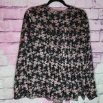 Rebecca Taylor BLACK SEMI SHEER SILK FLORAL PRINTED BLOUSE 10 Photo 1