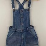 Hollister Button Up High-Rise Mom 4” Short Cuffed Hem Summer Denim Overalls NEW Photo 3
