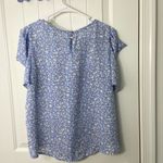 Iris  women’s light purple ruffle sleeve button neck loose relaxed floral‎ blouse Photo 7