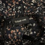 Sugar + Lips SugarLips Size S Floral Print Mini Dress Ruffled Smocked Sleeveless Black Photo 2