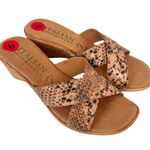 Italian Shoemaker Snakeskin Print Criss Cross Wedges Sz 6 Tan Photo 0
