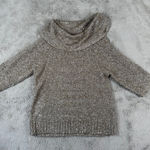 Chico's ‎ Sequin Cowl Neck Sweater Sparkly Knit Pullover Top Neutral Size 1 Photo 0