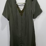 Everly Vneck Green Dress Photo 1