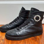 AGL Gemma High Black Leather Jewel Buckle High Top Sneakers 9 Photo 3