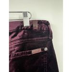 7 For All Mankind  Burgundy Velvet‎ Mid Rise Skinny Jean Pants Size 32 Photo 3