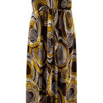 Veronica Cam Brown Yellow Swirl Halter‎ Maxi Dress Womens Size L Size L Photo 0