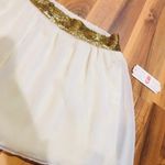 Gianni Bini NWT  XS Cream Gold Beaded Belt Mini Skirt Layered Flare Summer Photo 3