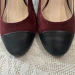 Massimo Dutti Massimo‎ Dutti Maroon Suede Ankle Strap Black Leather Chunky Heels Size 6.5/37 Photo 1