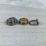 Source Unknown 3 Boho Rings Set Silver Leaves Gold Black Stripes Turquoise Howlite 5.5, 6, 6.5 Photo 3