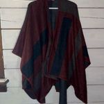 BB Dakota Burgundy and Gray Knit Poncho Photo 0