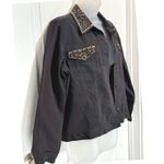 Laura Ashley  Black Denim Jacket Western Embellished Collar Womens Medium M Denim Photo 6