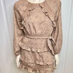 Lulus Lulu’s Kiss Me Goodnight Tan Polka Dot Ruffled Long Sleeve Mini Dress Photo 8