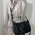 Banana Republic Black Leather Shoulder Bag Contrasting Stitch Detail Photo 8