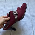 Aerosoles Heeled Burgundy Mules with Belt Strap Photo 5